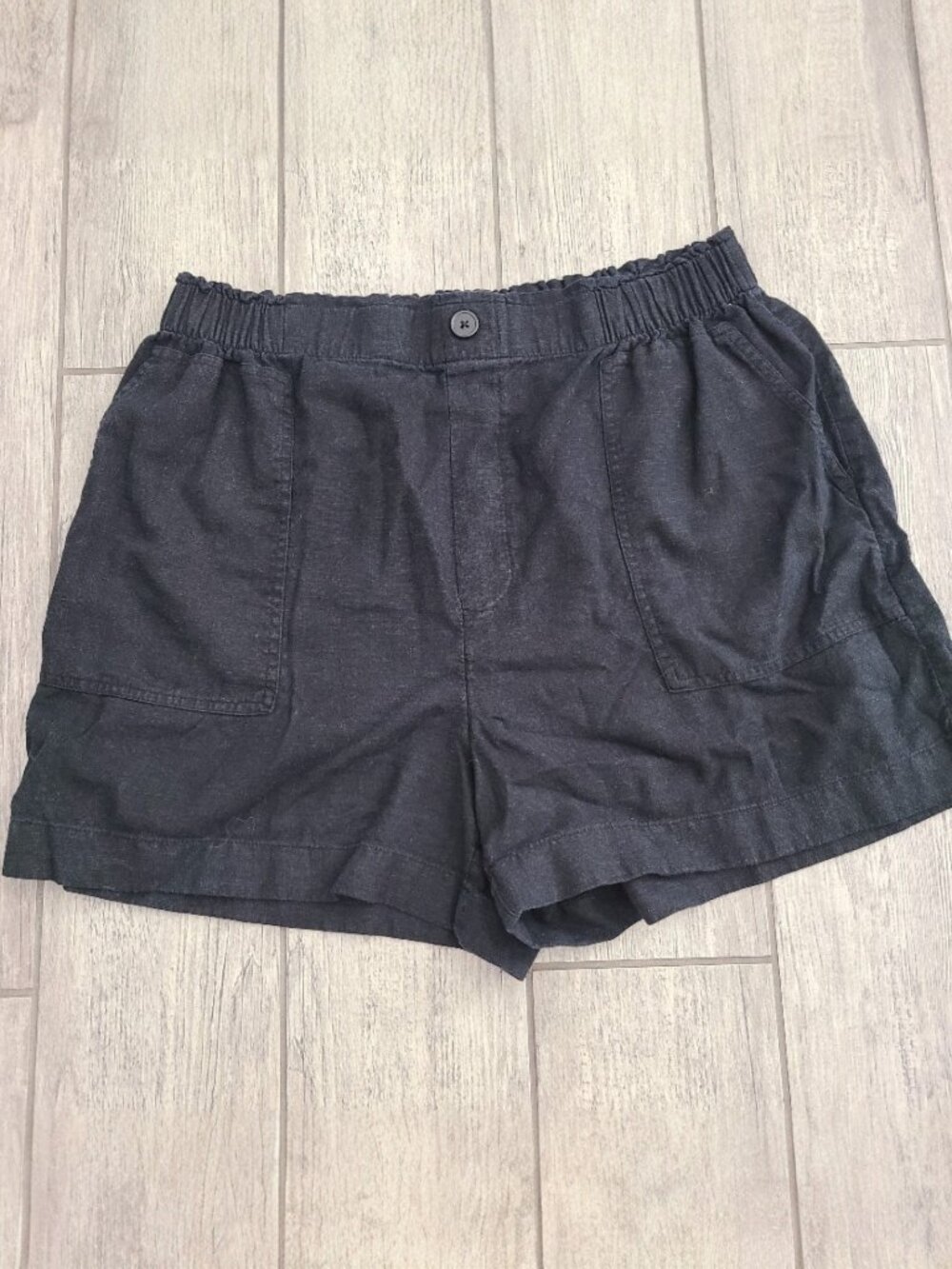 LOFT Outlet Women's Black Linen Blend Pull On Shorts Size Large